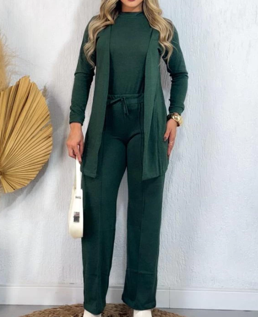 CONJUNTO FEMININO LÃNZINHA DE FRIO OUTONO INVERNO 3 PEÇAS ESTILOSO PANTALONA
